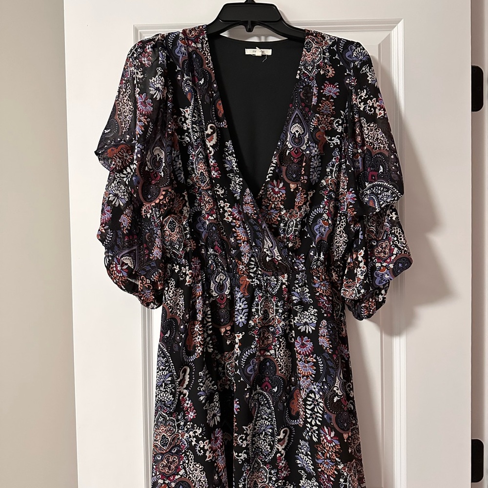 Maurices Pink and Purple Flutter Sleeve Sundress